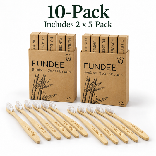 10-Pack FUNDEE Bamboo Toothbrushes | Medium BPA-Free Bristles