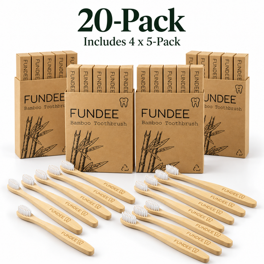 20-Pack FUNDEE Bamboo Toothbrushes | Family & Stock-Up Bundle