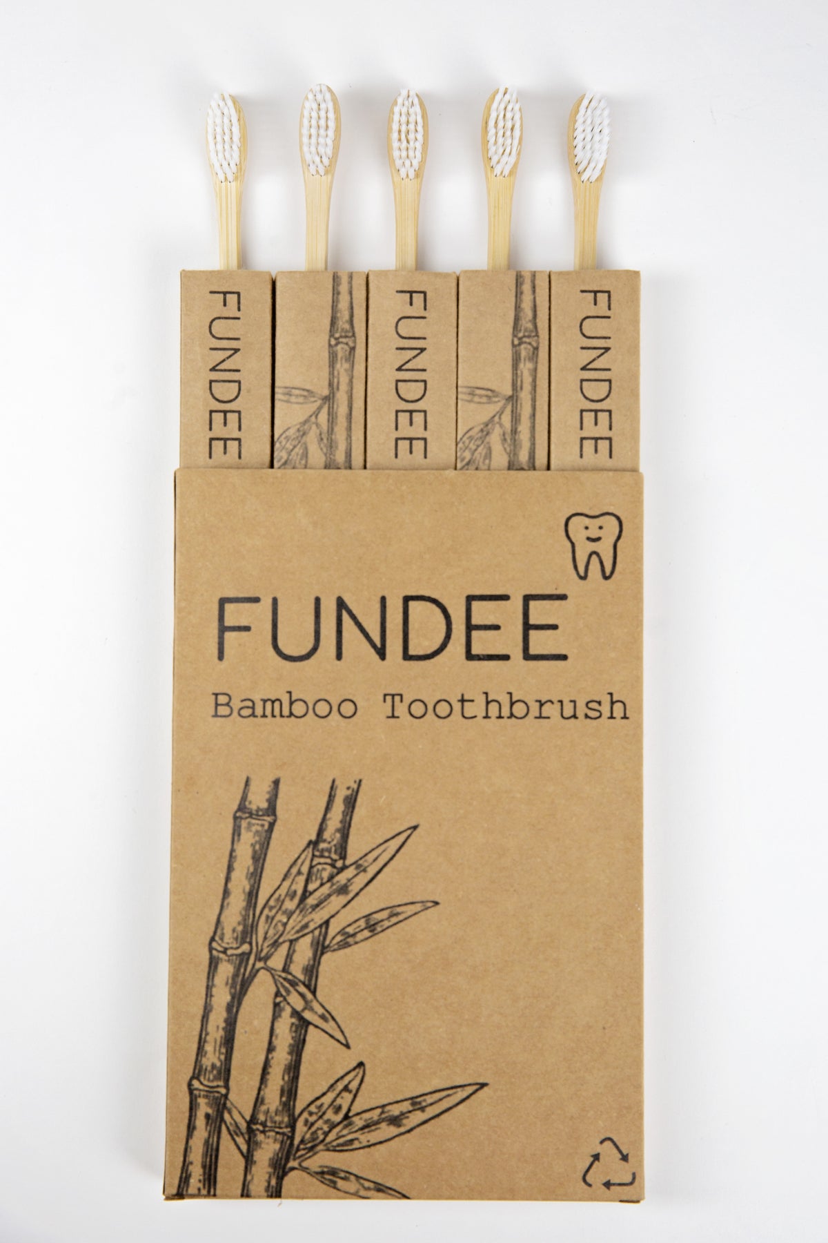 5-Pack FUNDEE Bamboo Toothbrushes | Medium BPA-Free Bristles