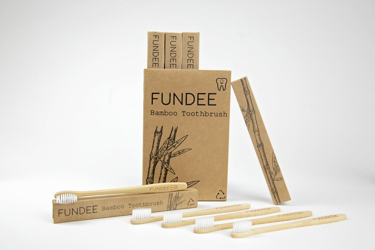 5-Pack FUNDEE Bamboo Toothbrushes | Medium BPA-Free Bristles